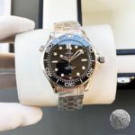  Steel Black Dial OMEGA Replica Solid Stainless Steel 904L 40mm Watch